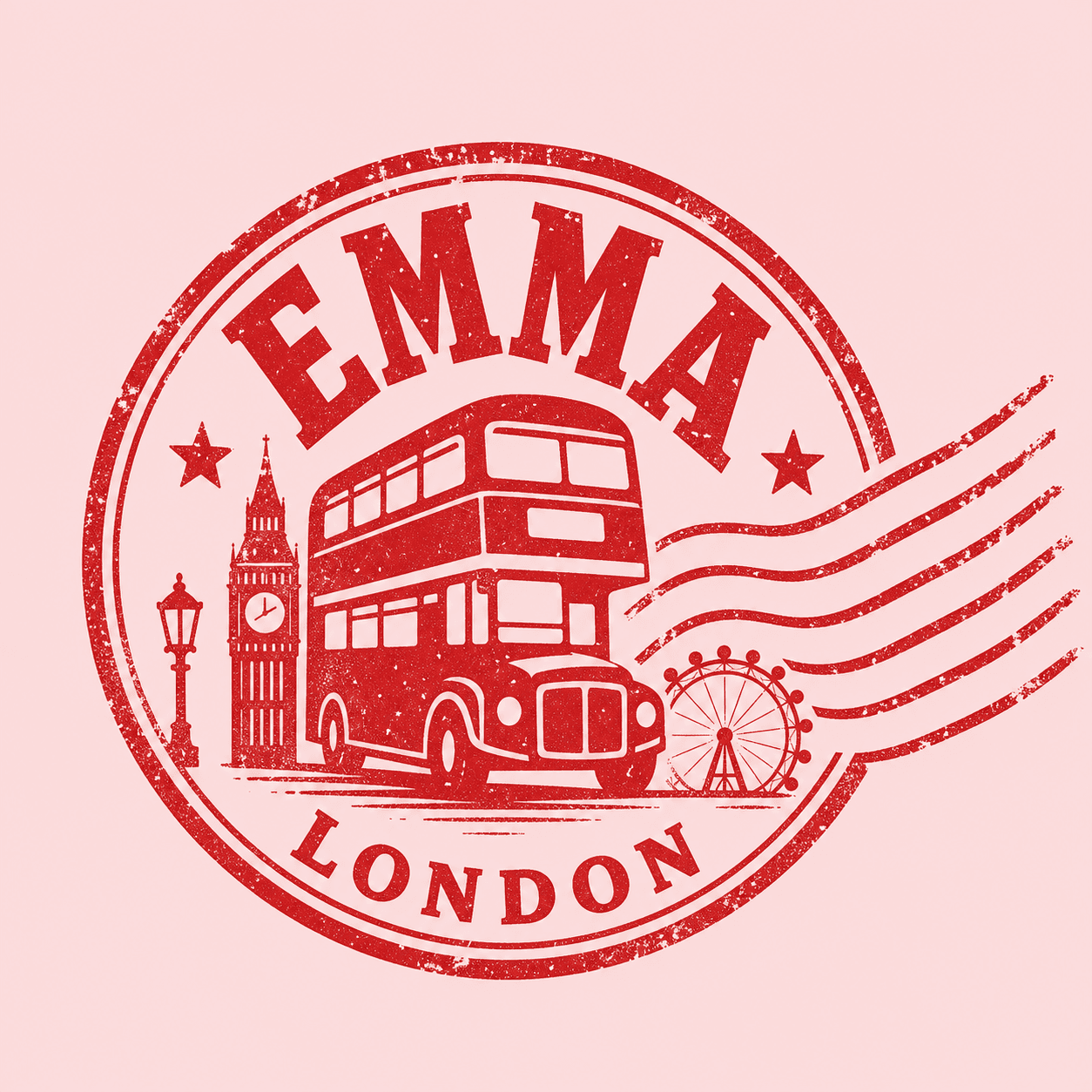 Emma double-decker bus stamp