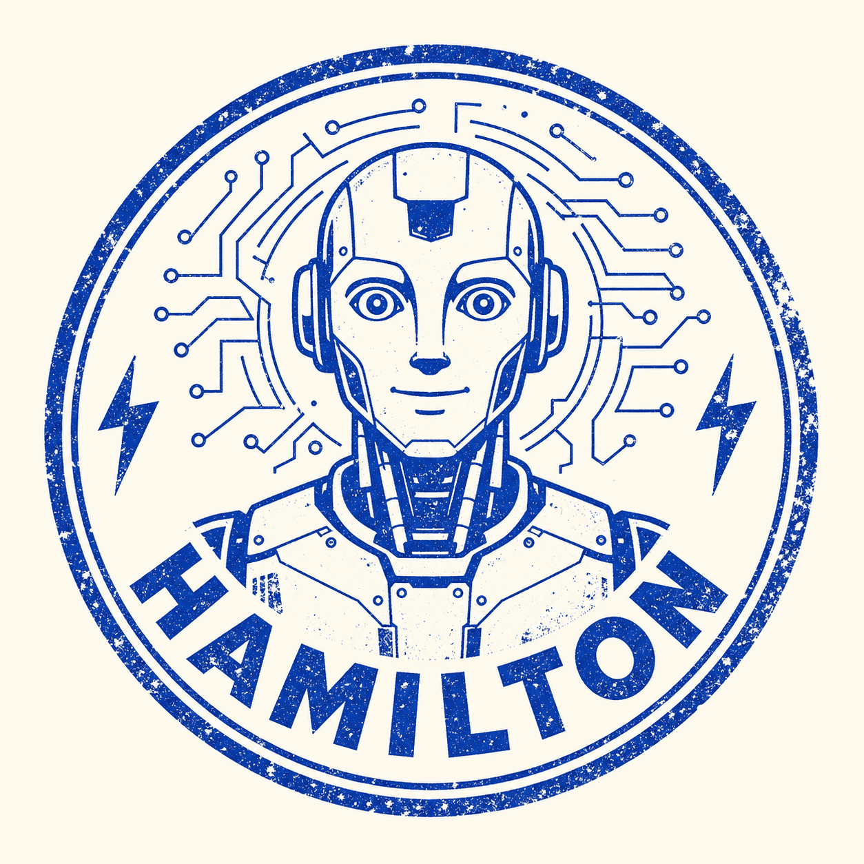 Hamilton robot portrait stamp
